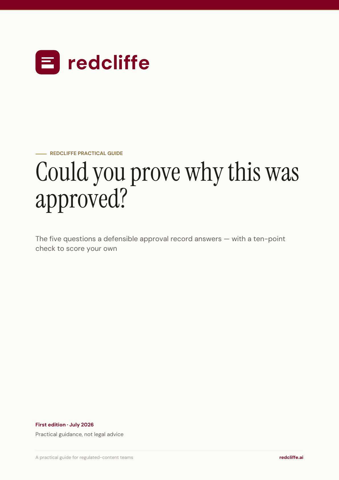 Cover of The Approval Record Guide from Redcliffe